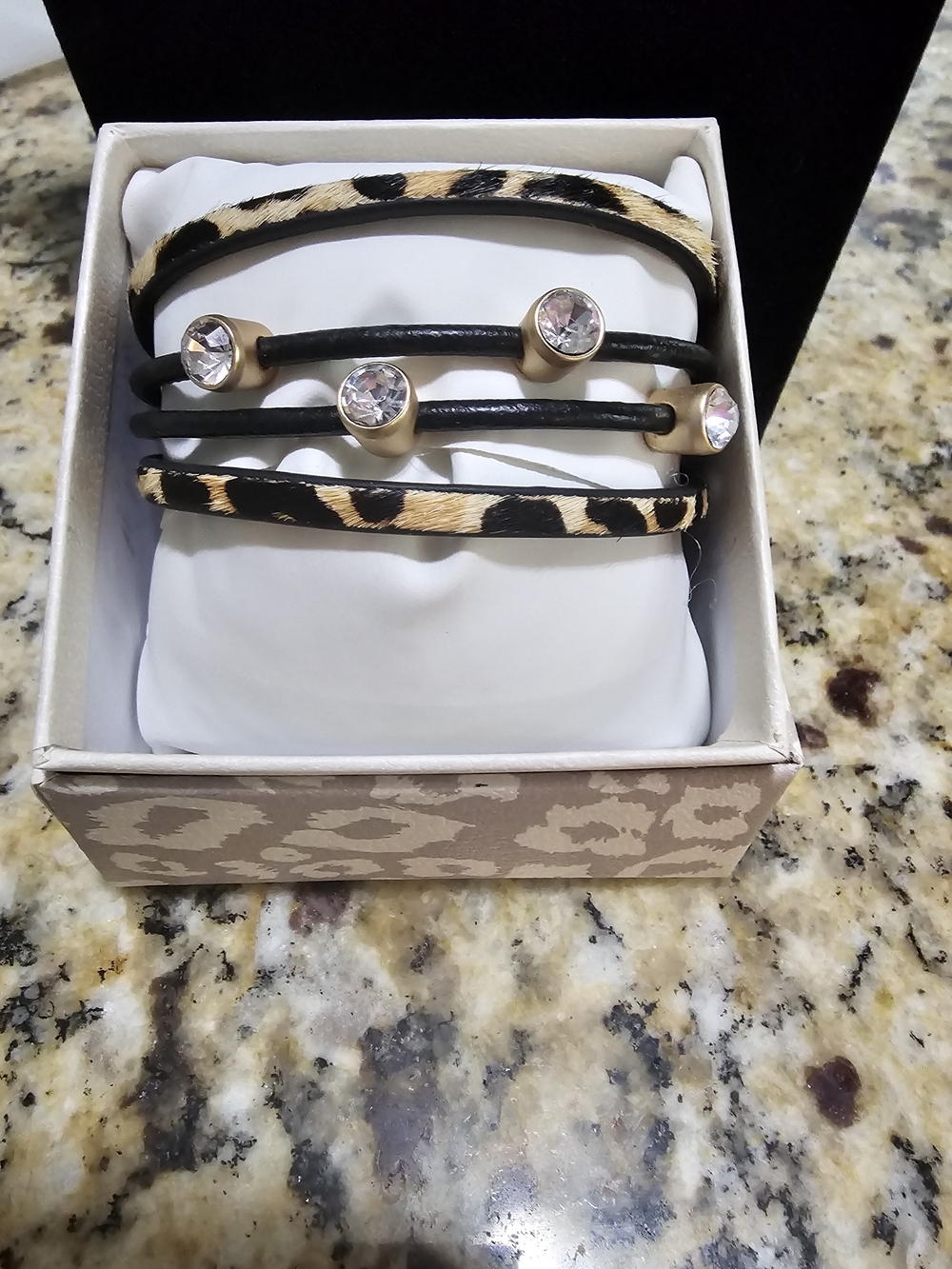 Animal print leather bracelet. New with tags.